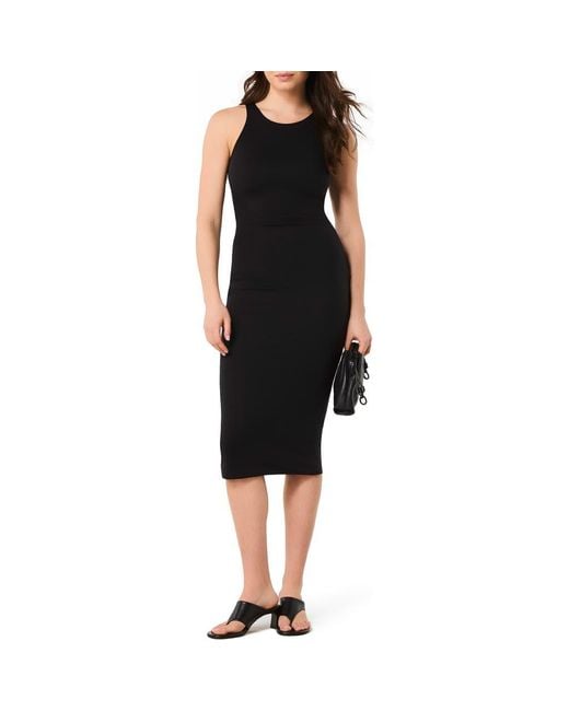 Spanx Spanxsmooth Jersey Cutaway Shoulder Midi Dress in Black | Lyst
