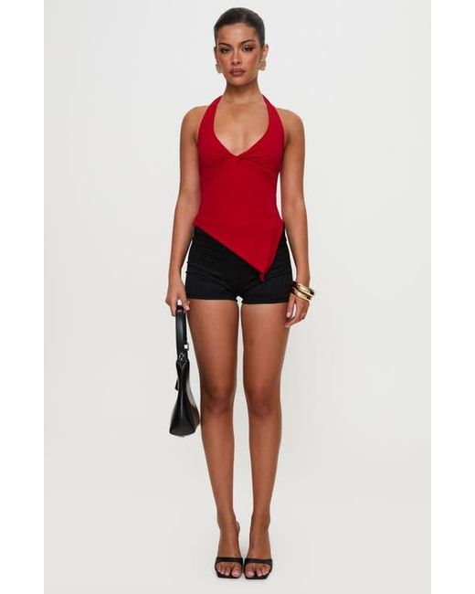 Princess Polly Red Chilli Asymmetric Halter Top