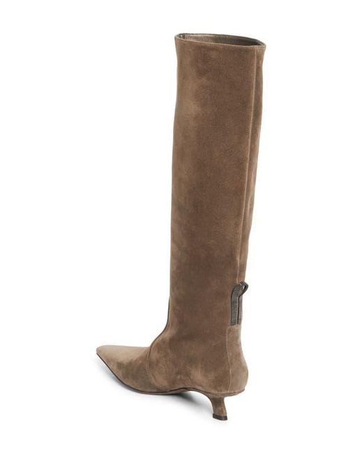 Brunello Cucinelli Brown City Kitten Heel Boot
