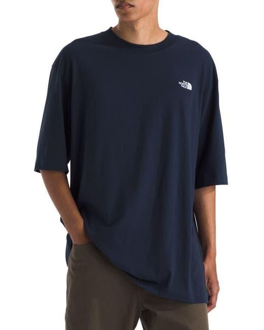 The North Face Blue Essential Oversize Cotton T-Shirt for men