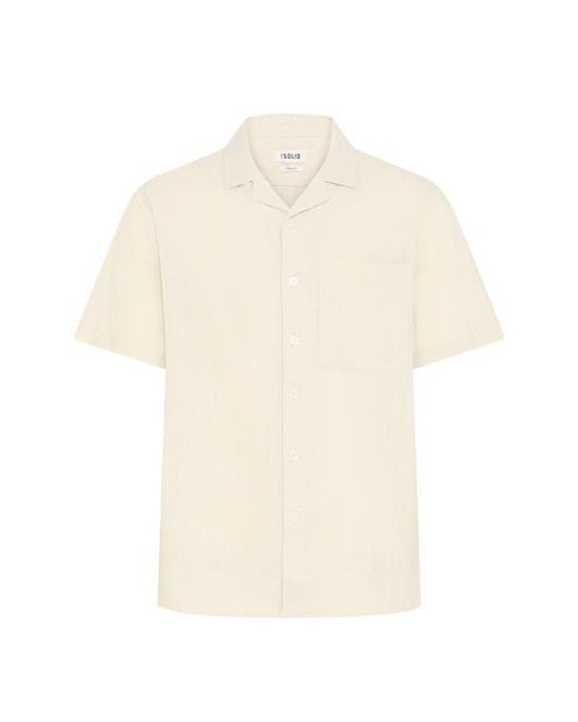 Solid Natural Allan Solid Linen Blend Camp Shirt for men