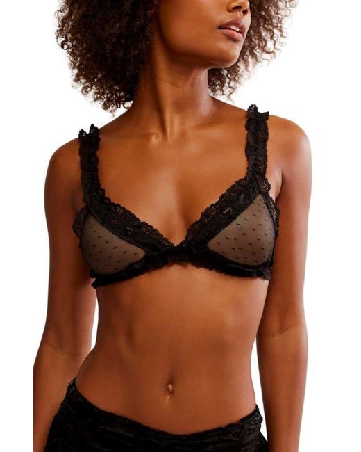 Free People Brown Intimately Fp Heart To Heart Dotted Mesh Bralette