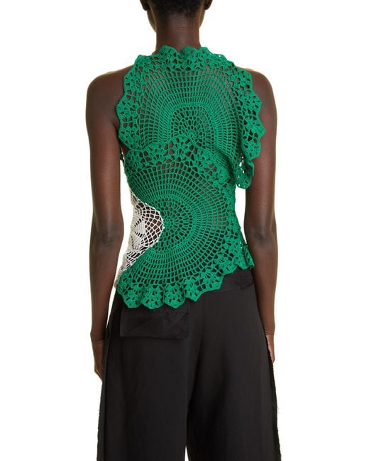 The Row Christa Asymmetric Crochet Top in Green Lyst