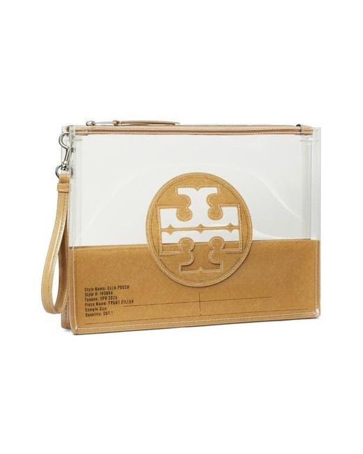 Tory Burch Ella Transparent Zip Pouch in Natural | Lyst