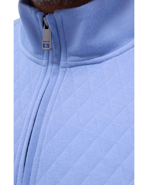 Bugatchi Blue Quilted Quarter Zip Performance Pullover for men