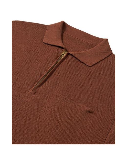 Fortela Brown Laight 3/4 Zip Short Sleeve Polo for men