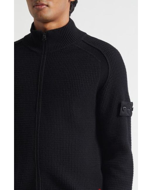 Stone Island Black Ghost Virgin Wool Zip Cardigan for men