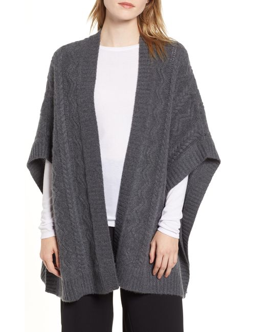 Nordstrom Gray Cashmere Open Poncho