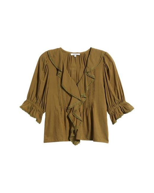 Madewell Green Ruffled Puff-Sleeve Top