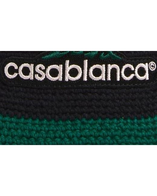 Casablanca Green Montagne Logo Colorblock Cotton Crochet Hat for men