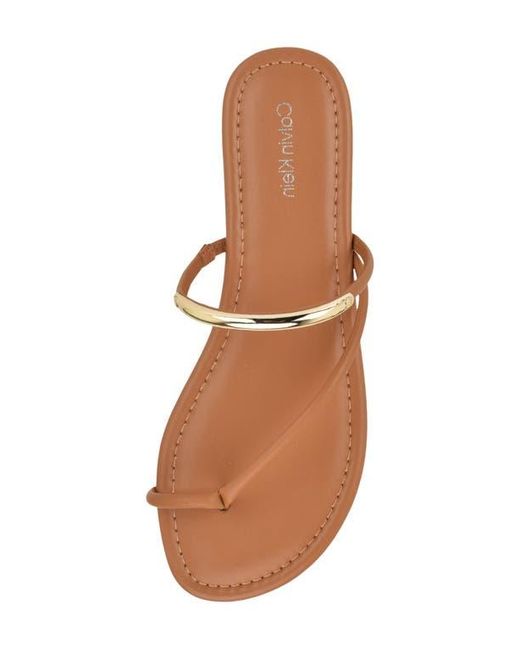 Calvin Klein Brown Bienna Toe Loop Sandal