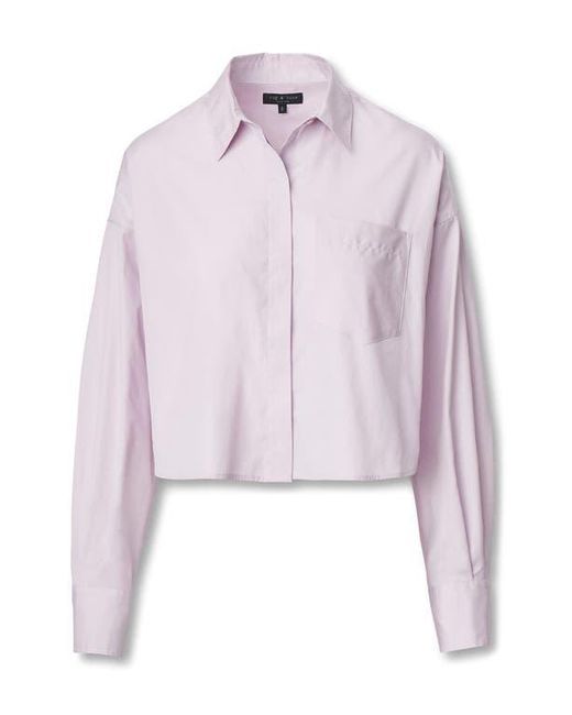 Rag & Bone Purple Marin Crop Cotton Button-Up Shirt