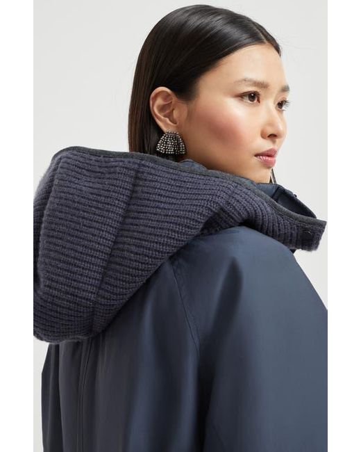 Brunello Cucinelli Blue Water-Resistant Taffeta Down Jacket