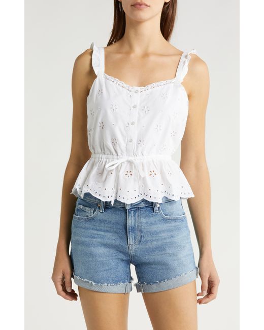 PAIGE White Eyelet Button-up Crop Camisole