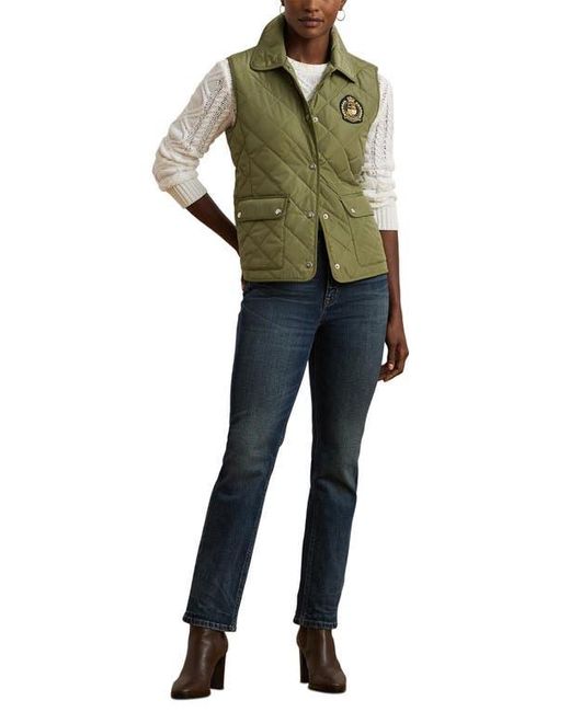 Ralph Lauren Green Crest Patch Quilted Vest