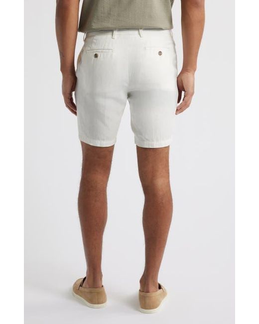 Scott Barber White Flat Front Shorts for men