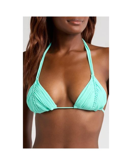 PQ Swim Blue Isla Macramé Triangle Bikini Top