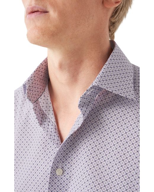 Eton of Sweden Gray Slim Fit Geometric Print Dress Shirt for men