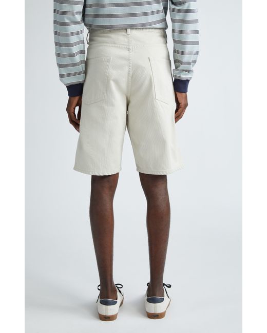 Beams Plus White Corduroy Shorts for men