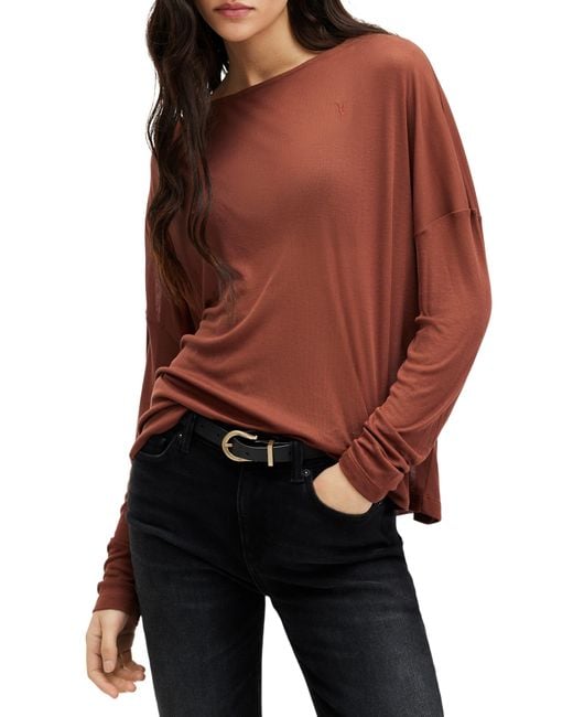 AllSaints Black Rita Oversize Long Sleeve T-shirt