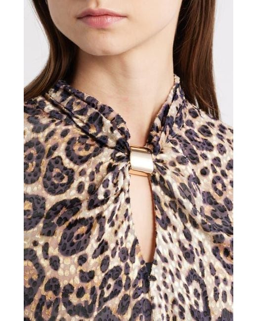 Tahari Black The Minnie Leopard Print Top