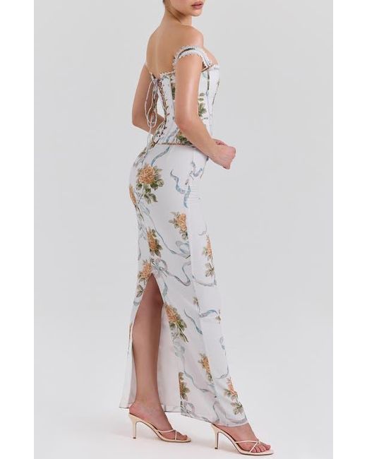 House Of Cb Multicolor Clemmie Georgette Column Gown