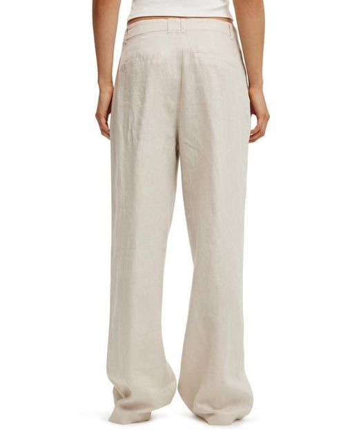 Cotton On Natural Elle Linen Wide Leg Suiting Pant