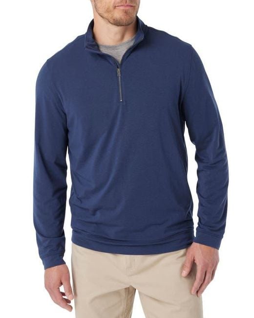 Fair Harbor Blue Compass Performance Quarter Zip for men