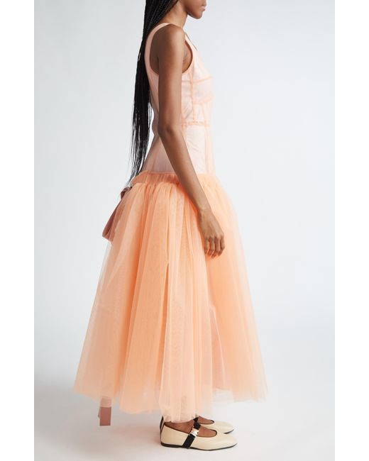 Molly Goddard Pink Willow Tulle Drop Waist Gown