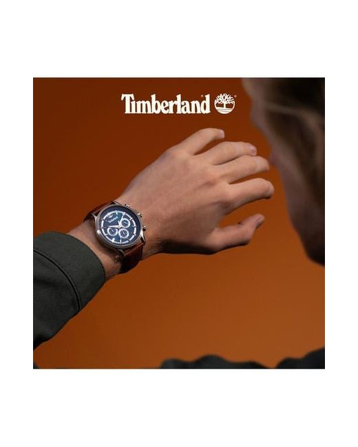 Timberland Blue Bernardston Multifunction Chronograph Leather Strap Watch, 45Mm for men