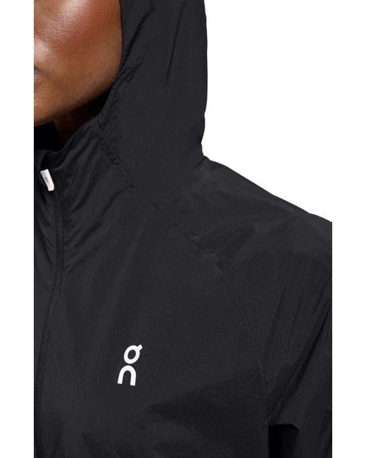 On Shoes Black Core Hooded Packable Running Jacket