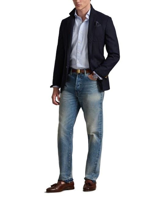 Polo Ralph Lauren Blue Classic Fit Stripe Stretch Cotton Button-Up Oxford Shirt for men