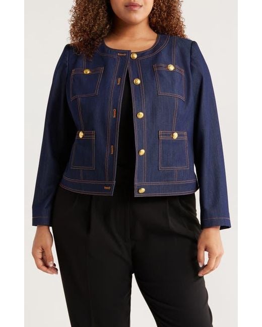 Tahari Blue Crop Jacket