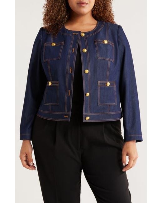 Tahari Blue Crop Jacket