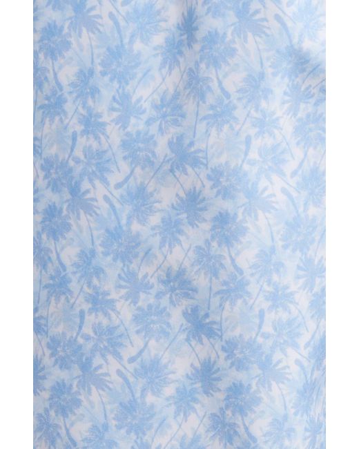 Vintage Summer Blue Ditsy Palm Print Water Repellent Swim Trunks for men