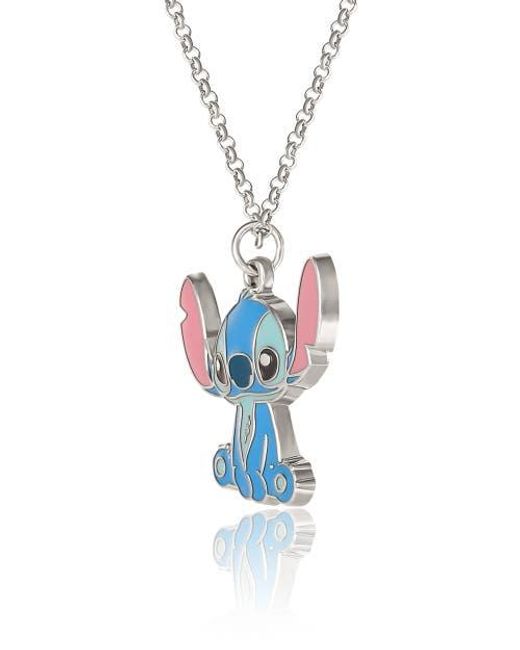 Disney White Lilo & Stitch Jewelry Set, Flower Charm Hoop Earrings, 16+3 Necklace