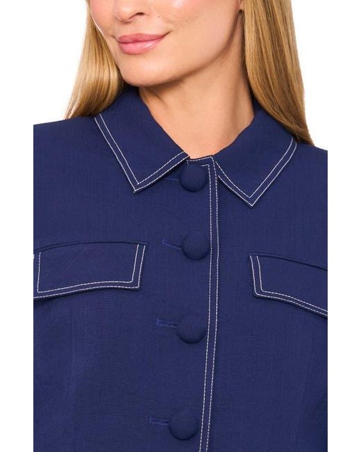 Halogen® Blue Flap Topstitch Jacket