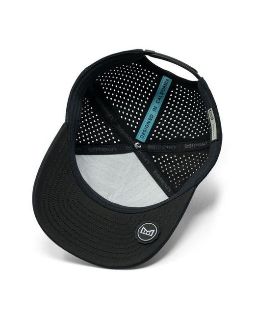 Melin Black Odysea Stacked Hydro Performance Snapback Hat for men