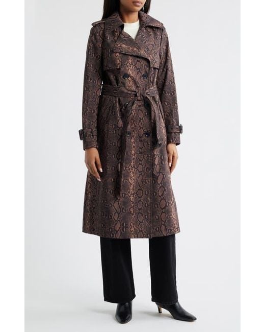 BCBGMAXAZRIA Animal Print Trench Coat in Brown | Lyst