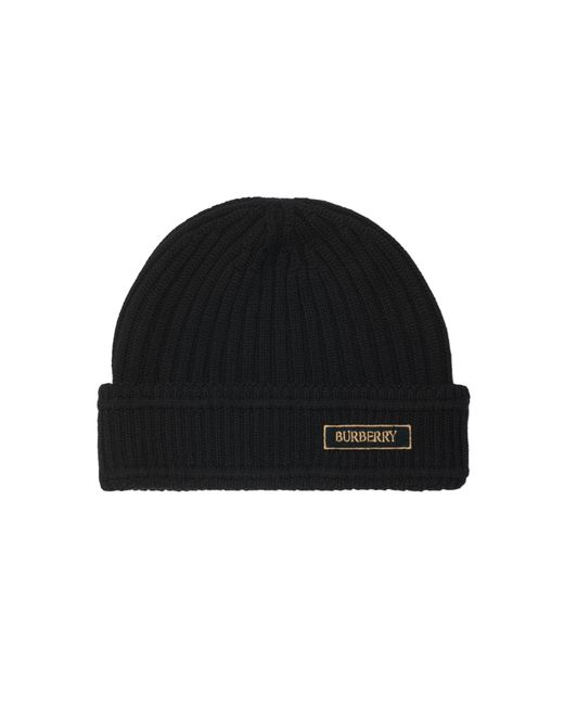 Burberry Black Logo Wool Beanie for men