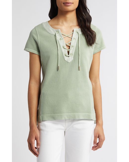 Tommy Bahama Green Sunray Cotton Lace-up Top