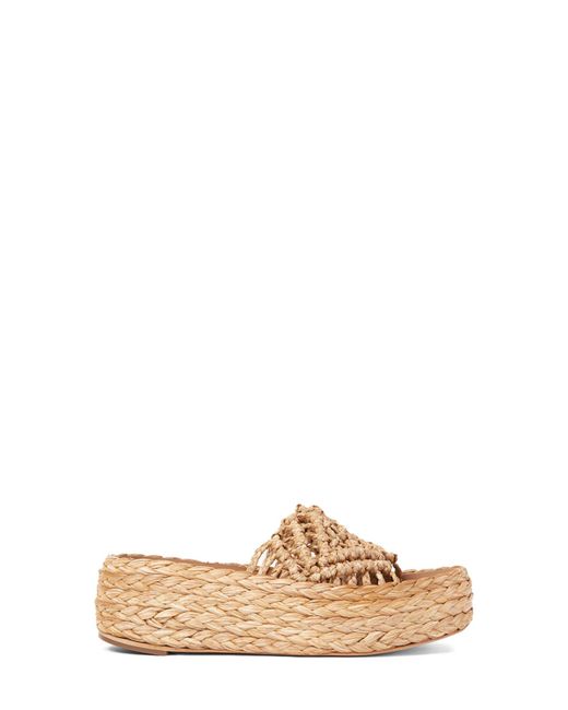 Paloma Barceló Galma Raffia Platform Slide Sandal in Natural | Lyst