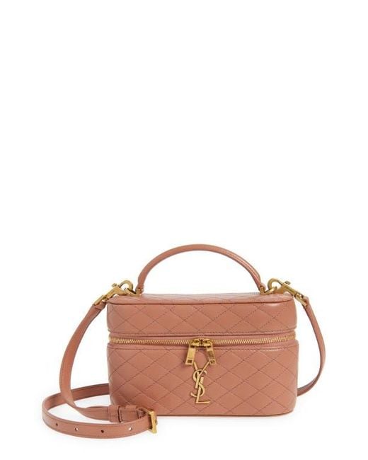 Saint Laurent Brown Mini Gaby Quilted Leather Vanity Case