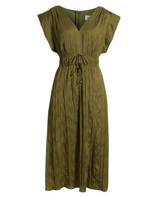 Eliza J Tie Waist V-Neck Midi Dress in Green | Lyst Eliza J Tie Waist V-Neck Midi Dress in Green | Lyst