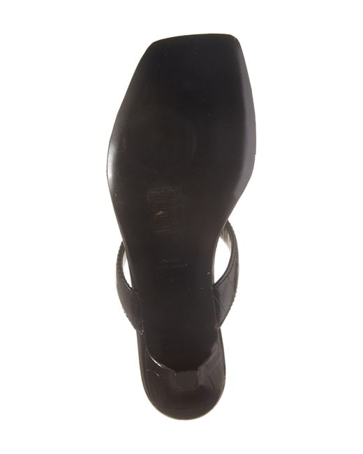 Totême  Black Croc Embossed Buckle T-strap Kitten Heel Sandal