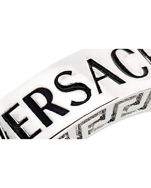 Versace White Logo Engraved Ring for men