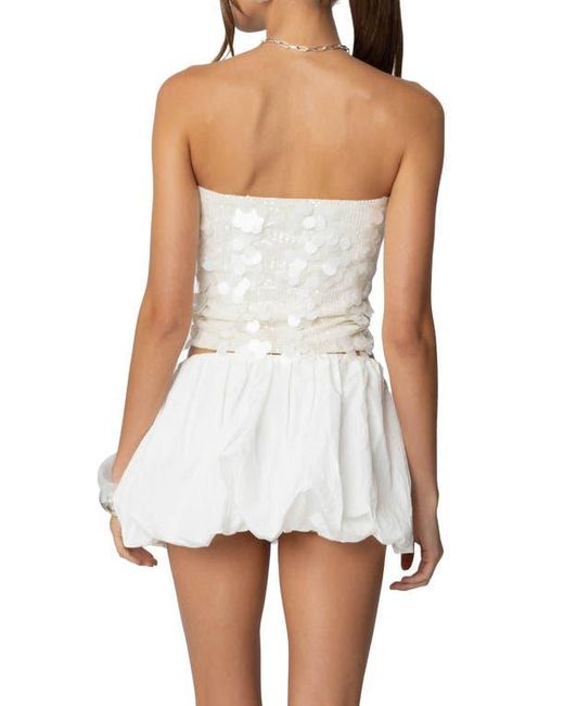 Edikted White Samara Strapless Sequin Top