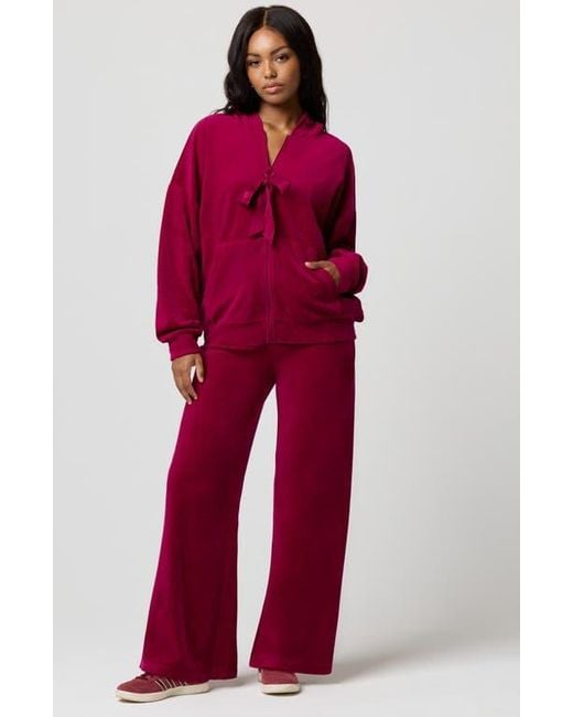 Florence By Mills Red Oversize Velour Hoodie
