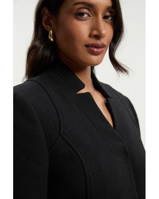 Karen Millen Black Wool Notch Neck Belted Maxi Coat