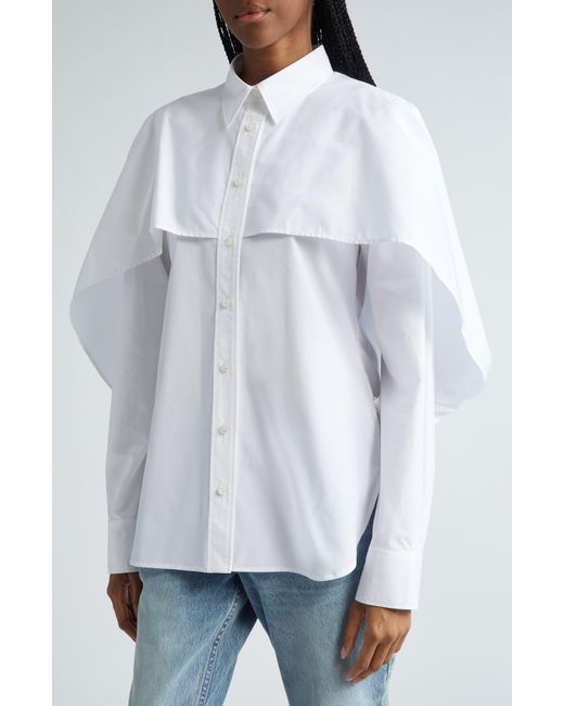 Stella McCartney White Long Sleeve Cotton Cape Shirt
